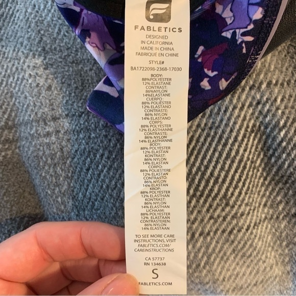 Fabletics Purple and Black Terrazzo Racerback Sports Bra - Picture 2 of 3